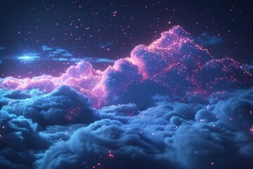 Wall Mural - A sky full of clouds with a bright blue sky and a pinkish purple cloud