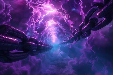 Wall Mural - A purple sky with a glowing orb in the center