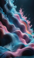 Poster - Abstract Wavy Lines in Blue, Pink and Orange.