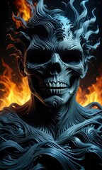 Poster - Fire and Skull.