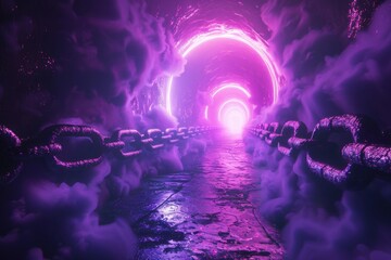 Wall Mural - A purple sky with a glowing orb in the center