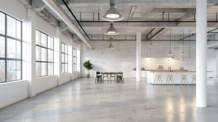 Wall Mural - Modern commercial space interior with open floor plan. 