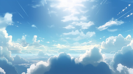 Wall Mural - anime clouds, cartoon clear sky