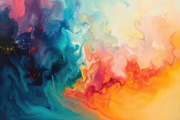 Leinwandbilder - a painting with a colorful swirl on it, gentle cascade of colors spills from the artist's brush