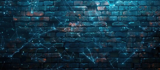 Canvas Print - Glowing Network on Brick Wall