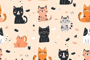 Poster - a cat sitting in a floral pattern, personalized wallpaper featuring your favorite character or pet