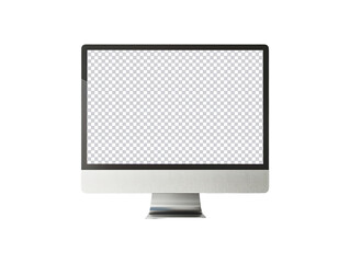 Desktop monitor blank screen isolated on transparent background, generative ai 