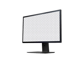 Desktop monitor blank screen isolated on transparent background, generative ai 