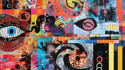 A collage of various media including paint pencil drawings and digital art showcasing the diverse and imaginative interpretations of supersymmetry.