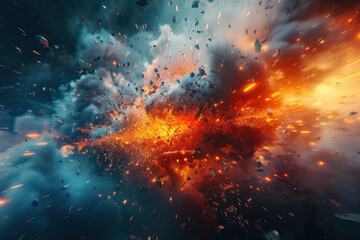 Wall Mural - A space filled with debris and fire
