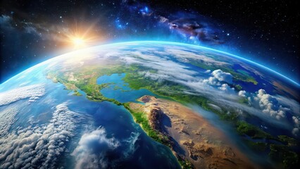 Wall Mural - A stunning aerial view of Earth from space, planet, globe, nature, environment, space, atmosphere, ecology