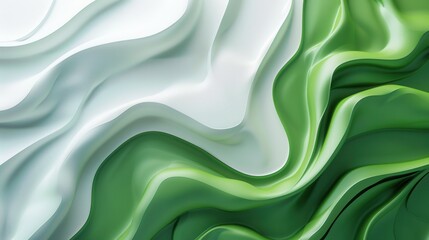 Sticker - Abstract Green and White Wavy Pattern