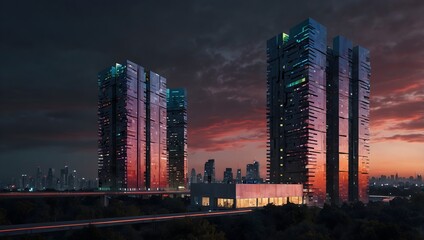 A futuristic world where buildings change color with the touch of a paintbox ai_generated