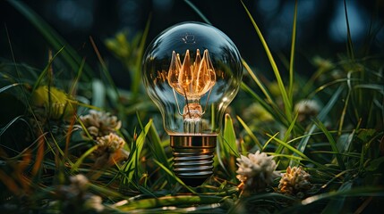 Wall Mural - a light bulb with the hands on it