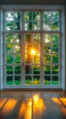 Canvas Print - a window with the sun shining through it.