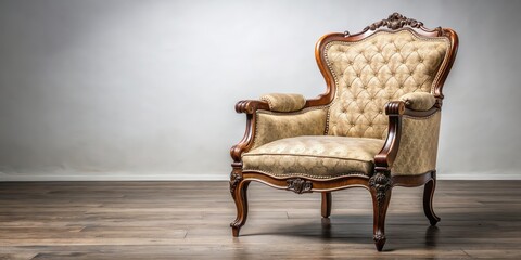 Sticker - Antique armchair isolated on background for stock photo, antique, armchair, vintage, retro, furniture, classic, design, luxury