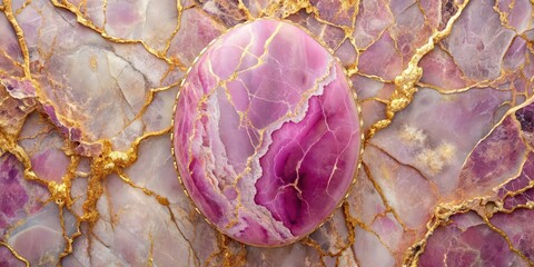 Sticker - Pink and purple marble with golden crackles and specks resembling an agate, set against a vertical rock background, marble, pink