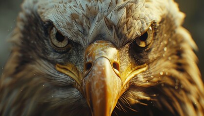 Close-up of an eagle beak and eye showcasing the sharpness