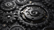 © Avalga - Intricate Black and Grey Watch Movement Close-up Highlighting Gears