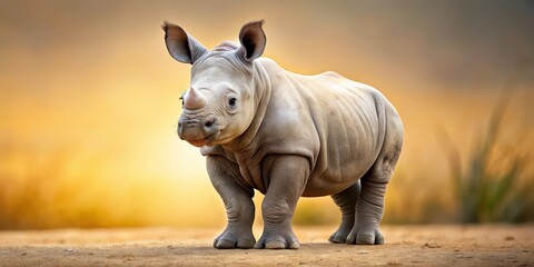 Poster - Adorable of a cute baby rhinoceros , cute, rino, rhinoceros, baby, adorable, sweet,wildlife, animal, horn, endangered, safari