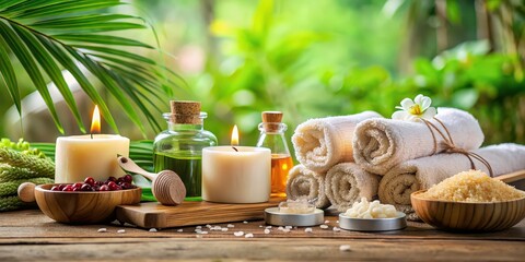 Poster - A relaxing day at the spa with various spa and wellness products and cosmetology supplies, spa, wellness, products, day