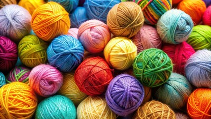 Poster - A variety of colorful knitting yarn balls, knitting, yarn, balls, colorful, craft, hobby, texture, textile, material