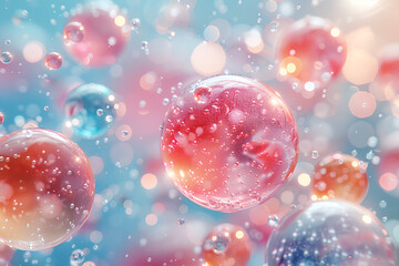 Wall Mural - Multiple bubbles of various sizes floating gracefully in the air.