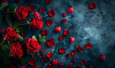 Wall Mural - National Red Rose Day copy space background design