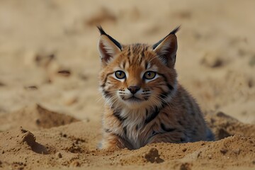 Wall Mural - lynx on the sand