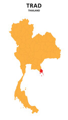 Sticker - Trad Map is highlighted on the Thailand map with detailed State and region outlines.