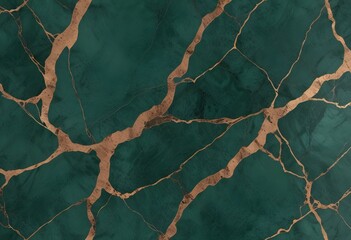 Wall Mural - Green luxury marble texture, copper veins pattern	
