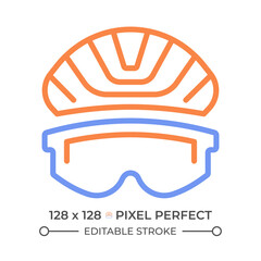 Poster - Sport glasses two color line icon. Protective gear for sports activities. Sports safety, protective eyewear bicolor outline symbol. Duotone linear pictogram. Isolated illustration. Editable stroke