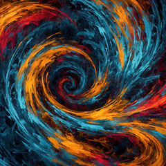 Wall Mural - Abstract background with dynamic spiral shapes in bold, contrasting colors, creating a sense of movement