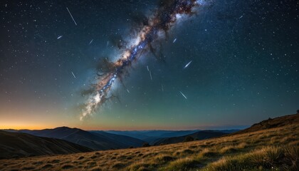 Sticker - Milky Way over Mountains at Night.