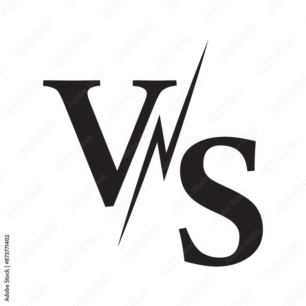 simple vs logo design vector, flat versus icon, Letter logo design vs icon symbol, Versus Or VS Letters Logo & symbol design template.  competition, battle, match, game. Flat black font Versus