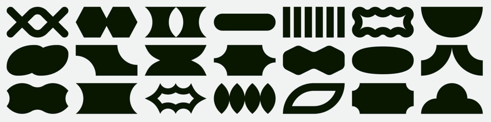 Canvas Print - Trendy vector shapes set. Geometric basic brutal forms and figures in Y2K aesthetics