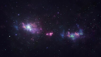 Wall Mural - space background. flying through colorful nebula with star field. digital abstract animation