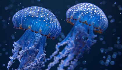 Wall Mural - Jellyfish floating gracefully in a deep blue sea animal ethereal and captivating