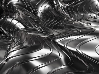 Wall Mural - Abstract Metallic Waves Background. Aluminum Stripes with Light Reflections