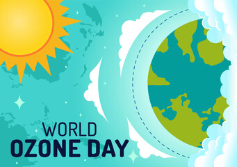 Wall Mural - World Ozone Day Vector Illustration on September 16 To Raise Public Awareness About Of The Earth Layer And Protecting Environment in Flat Background