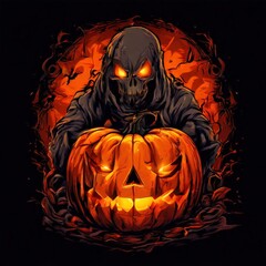 an ai generated image, the devil pumpkin head