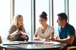 © ReeseArcurs/peopleimages.com - Help, couple and financial advisor with paperwork for consulting, insurance plan or investment in office. Discussion, advice and woman broker with people for meeting, loan application or information