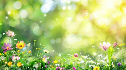 Poster - Blooming Flowers in a Sunny Meadow