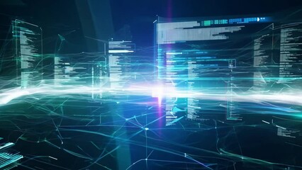 Wall Mural - futuristic tech wallpaper with a digital circuit board design on a global network grid
