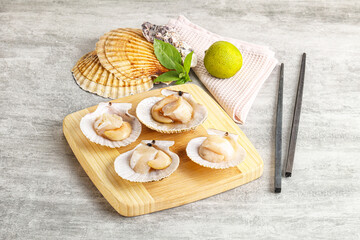 Wall Mural - Raw natural scallop in its shell