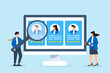 © VZ_Art - Recruiter reviewing candidate profiles through digital screen concept modern recruitment technology in hiring virtual employee evaluation online screening