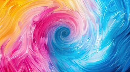 Wall Mural - A vibrant abstract background with swirling patterns of bright colors like blue, pink, and yellow.