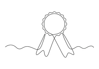 Wall Mural - Winner award badge continuous one line drawing vector illustration. Pro vector