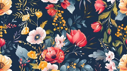 beautiful latest floral textile design pattern in attractive colors with different techniques water color pattern seamless pattern botanical pattern allover designs. Generative Ai