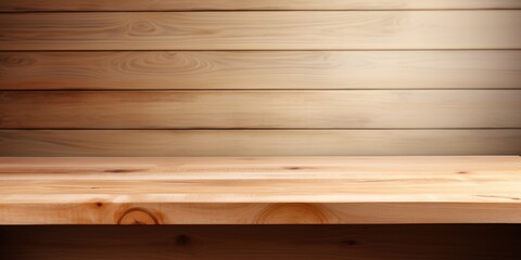 Wall Mural - Wooden Tabletop with a Background of Horizontal Wooden Planks